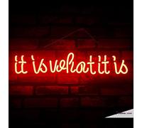 Tubi al neon reali con scritta in inglese "it is what it is", realizzato a mano, in PVC, 35,6 x 43,2 cm