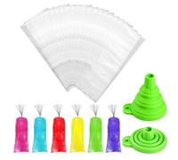 Tubi del congelatore - Stampa a imbuto in silicone pieghevole BAEGS | Bagas Resistono a strappare i congelamenti di cibi tubei | Sacchetti di lecca -lecca gratuiti per preparazione del trattam