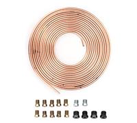 Tubi della linea freno da 25 piedi placcati in rame, tubo freno idraulico diametro esterno 3/16 pollici, tubo carburante resistente alla ruggine e resistente con 16 raccordi, per (Gold)