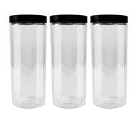 Tubi in plastica trasparente, 3 contenitori cilindrici per alimenti, coperchi neri, diametro 5,5 cm, altezza 20 cm, per noci, cereali, snack, miele