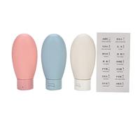 Tubi vuoti per gel doccia per shampoo Bottiglie viaggio Bottiglie secondarie in silicone a tenuta stagna per gel doccia Prodotti per la cura della pelle 3 pezzi Rosa Blu Beige 60