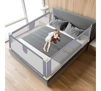 Tubiaz 1x180CM+2x200CM Barriera per letto, Barriera pieghevole per letto per bambini, Protezione per letto per bambini per prevenire le cadute, Barriera per bambini piccoli, Facile da montare, Grigio
