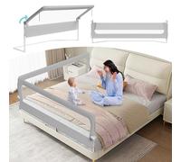 Tubiaz 2 x 180 cm + 1 x 150 cm, griglia di protezione per letto per bambini, pieghevole a 180 gradi, altezza regolabile 72 - 86 cm, griglia per lettino con piedini trapezoidali e cinghie di fissaggio,