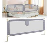 Tubiaz 200CM Barriera per letto, Barriera pieghevole per letto per bambini, Protezione per letto per bambini per prevenire le cadute, Barriera per bambini piccoli, Facile da montare, Grigio