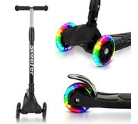 Tubiaz Monopattino per Bambini, Monopattino per Bambini Pieghevole a 3 Ruote, Regolabile in Altezza, 3 Ruote Illuminate a LED, Monopattino per Bambini 3-14 Anni, Max 50 kg,Nero