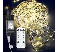 Tubiaz Tubo luminoso a LED per esterni, 10 metri, luce bianca calda, 100 LED, impermeabile, per esterni, dimmerabile e funzione memoria, per Natale, IP65, 2 pezzi