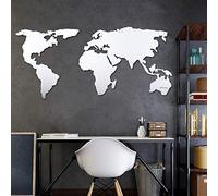 Tubibu Mappa del mondo artistica da parete, 100% metallo, mappa del mondo 2D, scultura, grande e larga, dimensioni (59,9 x 120 cm), da appendere alla parete per soggiorno, camera da letto, dormitorio