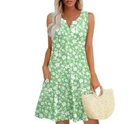 Tubino Donna Elegante Estivo Modelli Prendisole Tropicale Milkmaid Leggero Scollo A V Abiti da Sconti 90 per Cento Chic Vestito Cerimonia Donna Vestiti Estivi Lunghi Verde 3XL