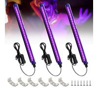 Tubo a luce nera, 3 pezzi, luce nera, 5 W, 24 LED, 28 cm, con interruttore, USB, luce nera, per feste, illuminazione palcoscenico, pittura del corpo
