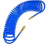 Tubo a spirale ad aria compressa SP-PU 10 m, tubo aria compressa 8/12 mm in PU, pressione massima 10 bar, con protezione antipiega e attacco rapido, adatto per utensili pneumatici
