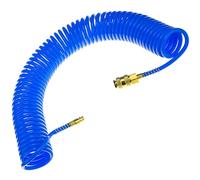 Tubo a spirale ad aria compressa SP-PU 10 m, tubo dell'aria compressa 5/8 mm in PU, pressione massima 10 bar, con protezione antipiega e attacco rapido, adatto per utensili pneumatici