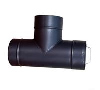 Tubo a T nero in acciaio inossidabile da 15,2 cm con coperchio di pulizia per sistema di camino, giunto a T a parete singola per stufe a legna, connettore resistente al calore