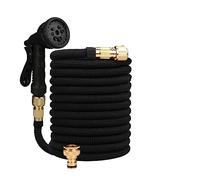 Tubo acqua da giardino estensibile, doppio connettore in metallo, bobina in PVC ad alta pressione, tubi acqua magici for irrigazione di fattorie da giardino, lavaggio auto(Black,50FT-15M)
