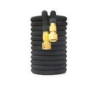 Tubo acqua da giardino estensibile, doppio connettore in metallo, bobina in PVC ad alta pressione, tubi acqua magici for giardino, fattoria, irrigazione autolavaggio.(Black,17FT-5M)