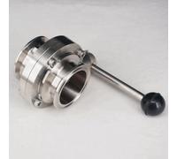 Tubo adatto OD 51mm Tri Clamp 2" Ghiera OD 64mm Valvola a farfalla in acciaio inossidabile SUS 304