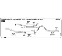 TUBO ANTERIORE MARMITTA PER NISSAN Patrol GR 3.0 Di 3/5p 4X4 2953 cc 158 cv/116