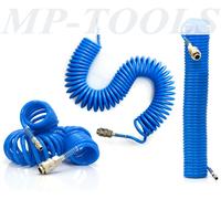 TUBO ARIA COMPRESSA SPIRALE 15 METRI FLESSIBILE PER COMPRESSORE RACCORDO BLU