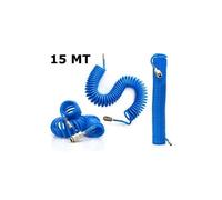 Tubo ad Aria Compressa TANIASHOP 15 Metri Attacco Semplice Veloce Innesto 1/4" Per Compressore Tubo a Pressione a Spirale Raccordo Flessibile Torsione 360 Gradi Blu