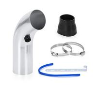 Tubo Aspirazione Aria Kit Tubo Aspirazione Aria Fredda E Filtro Aria Universale Da 3" 76 Mm Tubo Induzione Turbo Senza Cono Filtro Aria Presa D'aria(D'argento)