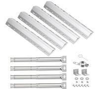 Tubo Bruciatore Regolabile da 30,8 cm a 44,9 cm con Diffusore di Calore Universale da 30 a 72 cm per Charbroil, Compatibile con la Maggior parte dei modelli di Griglie a Gas (45629 con 42202 4 Pezzi)