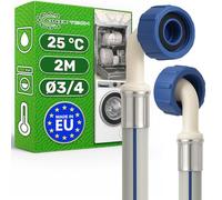 Tubo Carico Lavatrice e Lavastoviglie 2 m Valvola di Sicurezza Angolo e Diritto con Diametro del Tubo Acqua di Ø 3/4" - MADE IN EU - Garanzia di 5 Anni - ONIX TECH