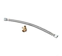 Tubo compressore d'aria 400 mm in acciaio inox con valvola di ritegno in ottone a 3 porte, connettori filettati maschio da 20 mm, 16 mm, 10 mm, compatibili con