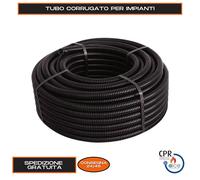 Tubo Corrugato con tirafilo impianto elettrico PVC 25 mm nero matassa 10 metri