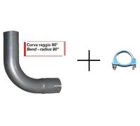 Tubo curva raggio 90° con manicotto e fascetta marmitta scarico VARI DIAMETRI