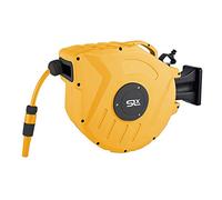 SLx Tubo da Giardino, 20 m, avvolgitubo Montato a Parete, Tubo Flessibile Retrattile Automatico, Getto o Spray 2-in-1 Girevole a 180°, Sistema di bloccaggio Automatico, Pistola a spruzzo per Tubo da