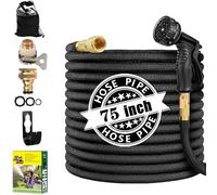 Tubo da giardino 22,9 m, tubo flessibile per acqua durevole con ugello spray a 10 funzioni, raccordi in ottone massiccio da 3/4", tessuto extra resistente, tubo flessibile espandibile leggero e senza