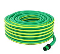 Tubo da giardino a 5 strati, verde e giallo, 1/2", 50 m, in PVC, flessibile, resistente alla piega, con ugello a spruzzo e giunto, per irrigazione, giardino, prato, terrazza, balcone, piscina