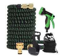 Tubo da giardino espandibile 75 300FT leggero raccordi in ottone massiccio per irrigazione ad alte prestazioni e piegatura dell'ala, facile da riporre, ideale per giardino ed esterno