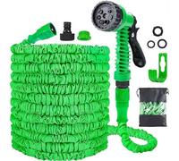 Tubo da giardino espandibile da 15 m, per tubo flessibile da giardino con pistola a spruzzo a 7 funzioni, tubo dell'acqua estensibile retrattile, tubo magico per giardinaggio e lavaggio auto (verde,