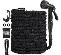 Tubo da giardino espandibile da 15 m, tubo flessibile da giardino con pistola a spruzzo a 7 funzioni, tubo estensibile per acqua retrattile, tubo magico per giardinaggio e lavaggio auto (nero)