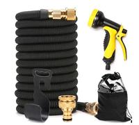 Tubo da giardino espandibile da 20,9 m, leggero e flessibile, con raccordi in ottone resistente per irrigazione superiore e uso esterno