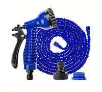 Tubo da giardino espandibile da 38,1 m con ugello spray a 7 funzioni, flessibile, leggero, anti-piega, con impugnatura per lavaggio auto, giardinaggio, patio, pulizia esterna, blu
