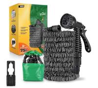 Tubo da giardino espandibile - Tubo dell'acqua resistente, tubo retrattile con 3/4" - Design espandibile e ugello spray incluso - nero, 23 metri