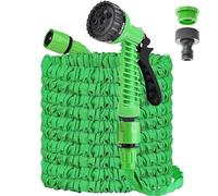 Tubo da Giardino Estensibile 15m 50FT Canna Acqua con 7 Funzioni con Pistola Acqua Giardino & Adattatore Universale 1/2" e 3/4 per Giardino, Prato