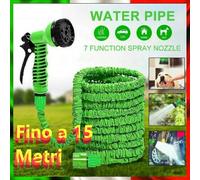 Tubo da Giardino Estensibile Allungabile fino 15M con Pistola Pompa Annaffiatore