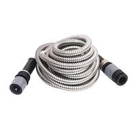 Tubo da giardino in acciaio inox con ugello spray da 1,5 cm, lunghezza 15 m, flessibile e resistente alle pieghe, per irrigazione giardino, terrazza, balcone, con adattatore e giunto