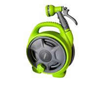 Tubo da giardino Pompa Acqua irrigazione 10 mt Avvolgitubo e pistola regolabile