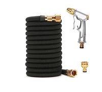 Tubo da giardino telescopico magico, tubo flessibile for autolavaggio, pistola a spruzzo in metallo, irrigazione da giardino all'aperto, giardinaggio, 25 piedi. A 100 piedi(Black,7.5Ft-ext.22.5M)