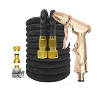 Tubo da giardino, Tubo dell'acqua da giardino Doppio connettore in metallo espandibile Bobina ad alta pressione Tubi dell'acqua magici for autolavaggio for irrigazione da giardino(Black kit,75FT-22M)