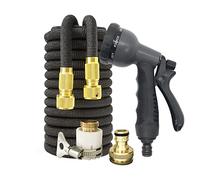 Tubo da giardino tubo flessibile estensibile flessibile estensibile tubo flessibile da giardino tubo magico for autolavaggio stretch(Noir,17FT-5M)