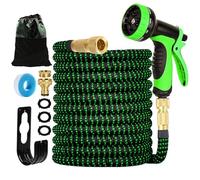 Tubo da Irrigazione Estensibile con 10 Modelli di Spruzzo Adatto per Rubinetti da 1/2" e 3/4" Raccordo Flessibile e Leggero per Giardino, Irrigazione, Pulizia