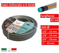 Tubo da Irrigazione Giardino Rinforzato 4 Strati Antialga 25 mt Mod. SILVERLINE