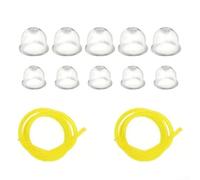 Tubo del carburante con bolla d'olio per macchine per piccoli motori, tra cui decespugliatore, soffiatore per motosega, spazzaneve, riparazione e parte di manutenzione (2 tubi + 10 bolle d'olio)