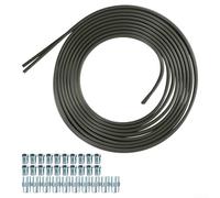 Tubo del freno placcato in acciaio, con rivestimento in PVF, rotolo da 2 x 5 m, con 20 dadi e 10 connettori per tubazioni carburante automobilistiche