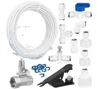 Tubo di Alimentazione Dell'acqua per Frigorifero da 15m, Tubo per Frigorifero 1/4"(6,35 mm) Set di Collegamento per Tubo D'alimentazione dell'Acqua per Refrigerators, Reverse Osmosis Systems, 12pz
