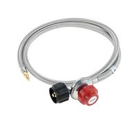 Tubo di collegamento gas Pacchetto tubi flessibil Regolatore di propano ad alta pressione da 0-10 PSI, connettore maschio da 1/8", 5 piedi, con tubo flessibile for bruciatore a propano